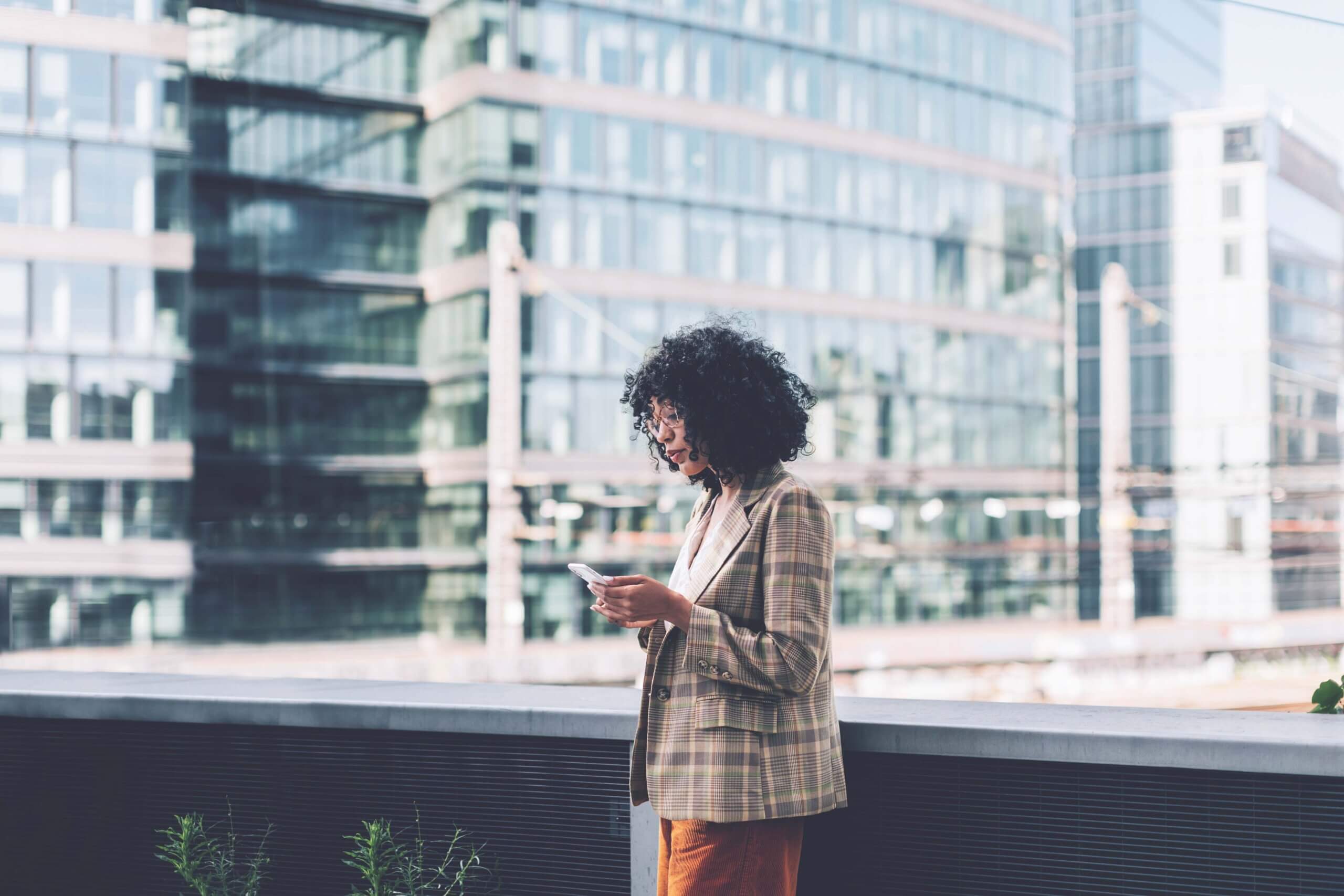 lady checking her phone