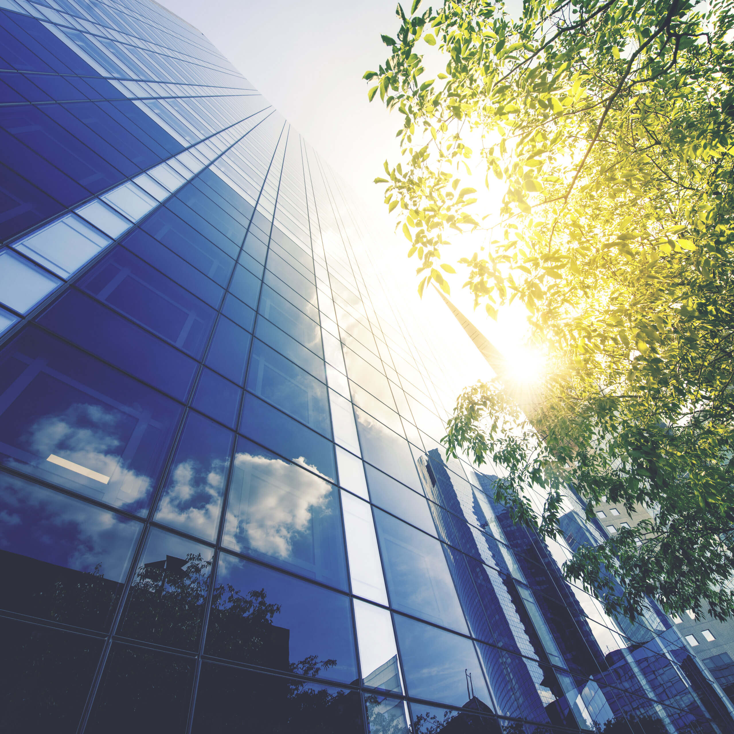 Office skyscraper Reflection in the sunlight. Paris, France